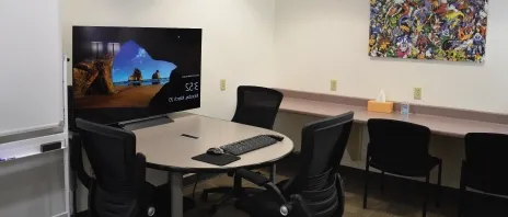 Interior of a group study room at SAU.